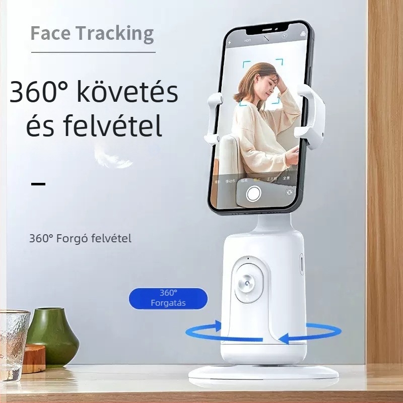 Telefonos gimbal P01 arcfelismeréssel – alkalmazás nélkül, teljesen automatikus követés, 360° horizontális forgás