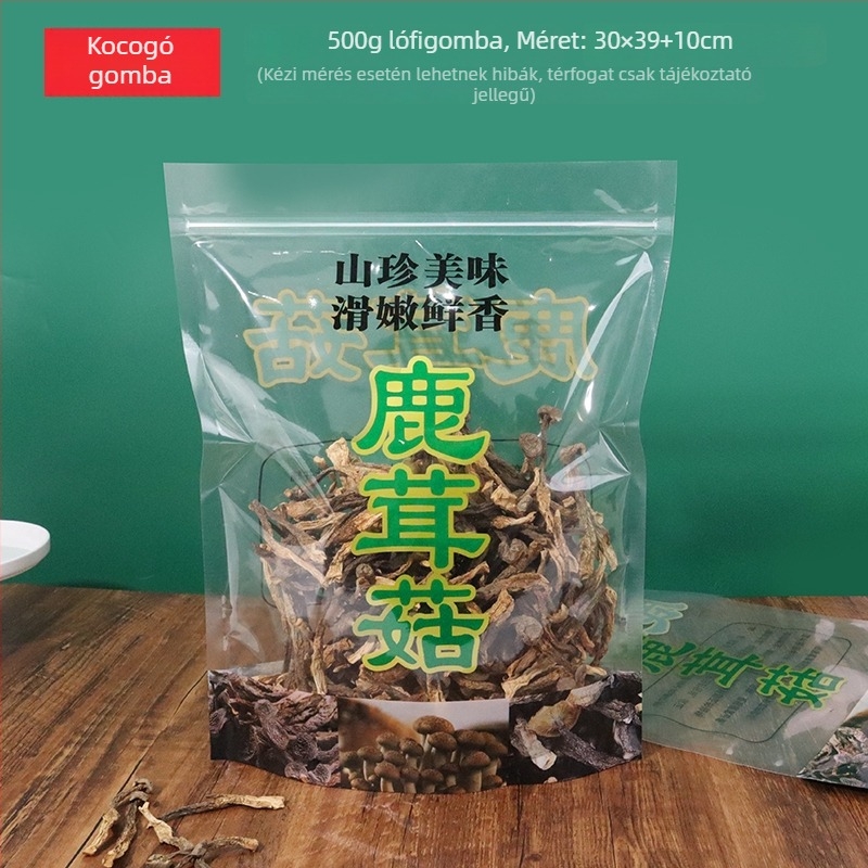 Deer Antler Mushroom csomagoló tasak zipzárral – kompozit élelmiszeranyag, származás Jieyang, Guangdong; márka And; logó nyomtatás nem lehetséges