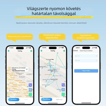 Okos elvesztés elleni nyomkövető kerékpárokhoz és háziállatoknak, modell F3, ABS, Bluetooth, 220 mAh akkumulátor
