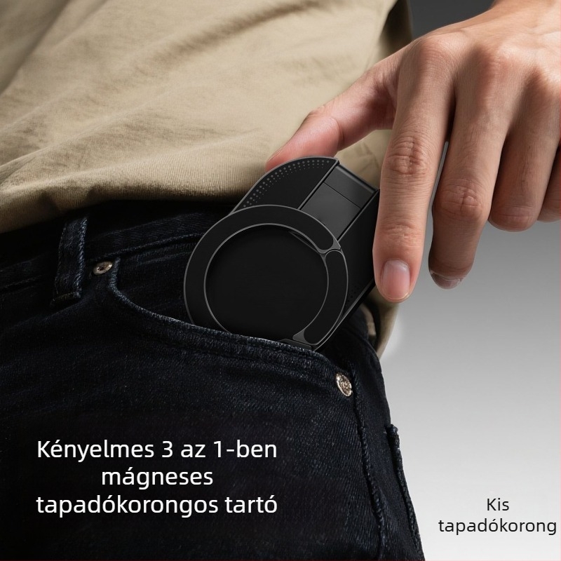 Ultra vékony mobiltartó gyűrűzár, vákuumos rögzítő, mágneses karabiner, összecsukható és forgatható 3-in-1 multifunkcionális tartó
