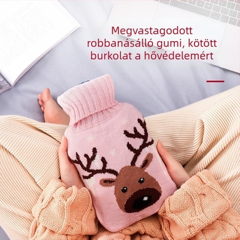 Gumiból készült vízzel töltött forróvíztáska, megvastagított és szivárgásmentes, kézre, hasra és lábra (tömeg 0.3 kg; anyag: gumi; felmelegítés módja: vízzel való feltöltés; alkalmazható részek: kezek, has, lábak)
