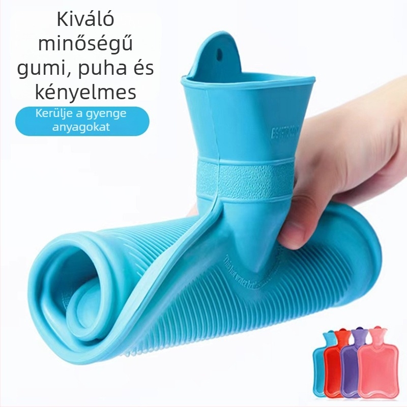 Gumiból készült vízzel töltött forróvíztáska, megvastagított és szivárgásmentes, kézre, hasra és lábra (tömeg 0.3 kg; anyag: gumi; felmelegítés módja: vízzel való feltöltés; alkalmazható részek: kezek, has, lábak)