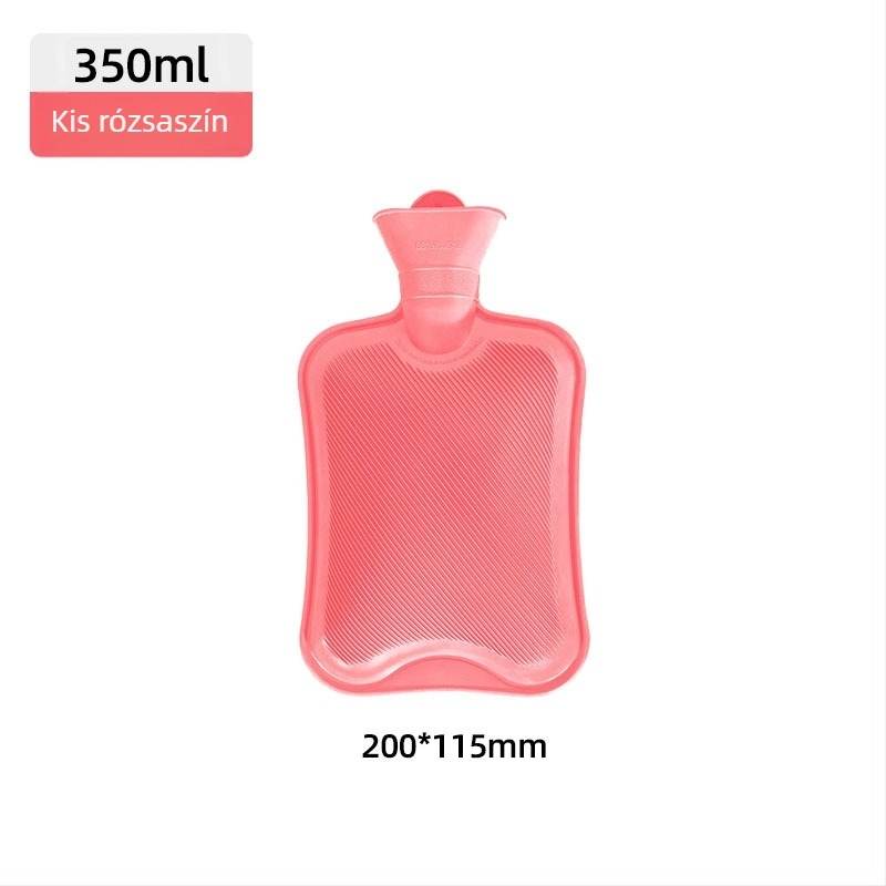 Gumiból készült vízzel töltött forróvíztáska, megvastagított és szivárgásmentes, kézre, hasra és lábra (tömeg 0.3 kg; anyag: gumi; felmelegítés módja: vízzel való feltöltés; alkalmazható részek: kezek, has, lábak)