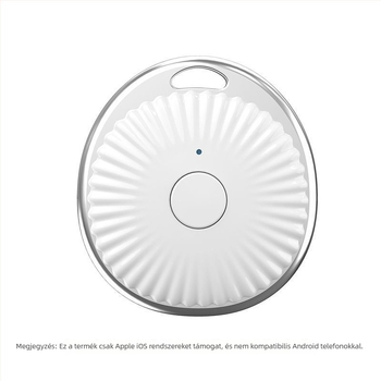 DW-B Bluetooth tracker Apple iOS-hoz, ABS anyag, 110 mAh akkumulátor, kb. 13 g tömeg, 2025-ös megjelenés