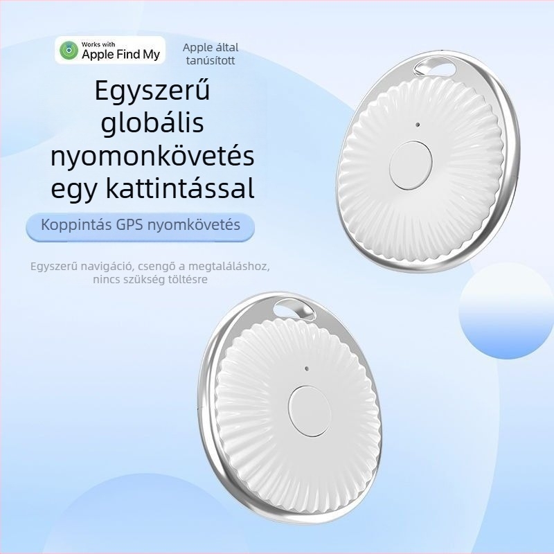 DW-B Bluetooth tracker Apple iOS-hoz, ABS anyag, 110 mAh akkumulátor, kb. 13 g tömeg, 2025-ös megjelenés