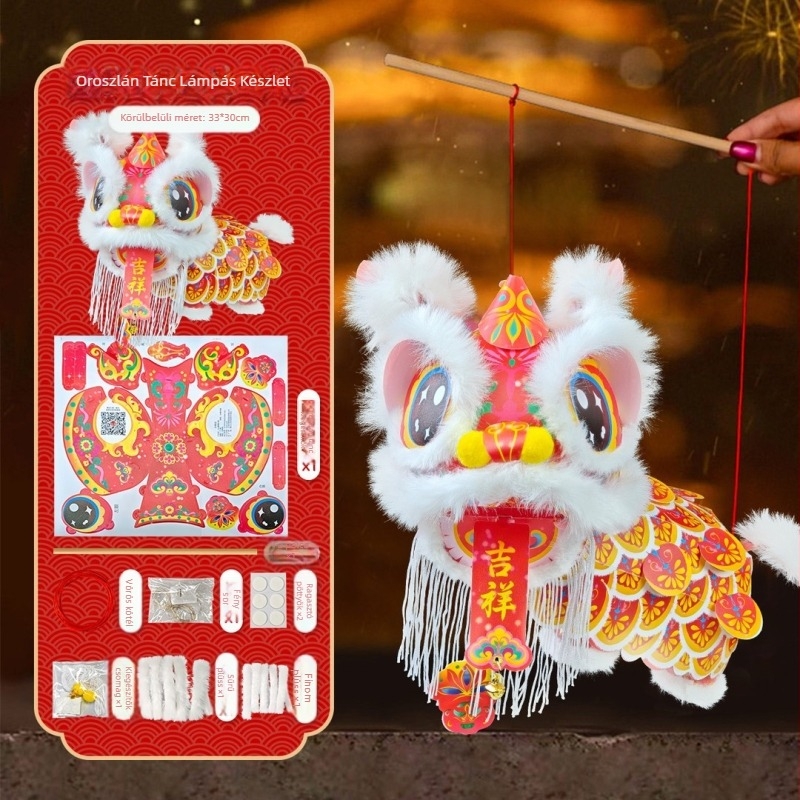 Lion Lamp Cage, PVC, szabálytalan forma, világító, nemzeti trend stílus