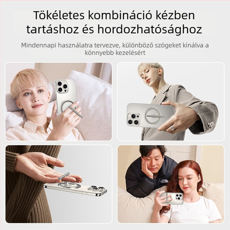 Xundd mágneses hordozható telefon-tartó – MagSafe, fémötvözetből készült, összecsukható, kompatibilis Apple, Huawei és Samsung