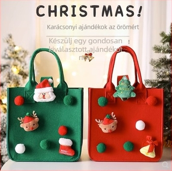 Orun filc karácsonyi ajándéktasak lézergravírozással, logó nyomtatás elérhető, cartoon stílus, származás Nangong