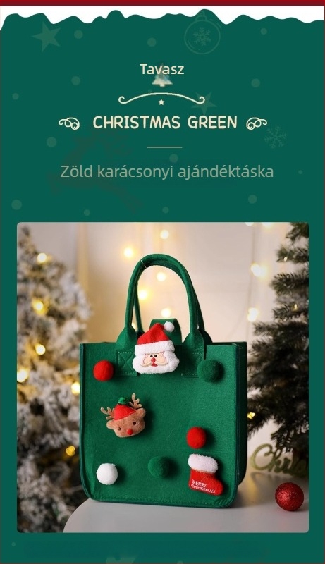 Orun filc karácsonyi ajándéktasak lézergravírozással, logó nyomtatás elérhető, cartoon stílus, származás Nangong