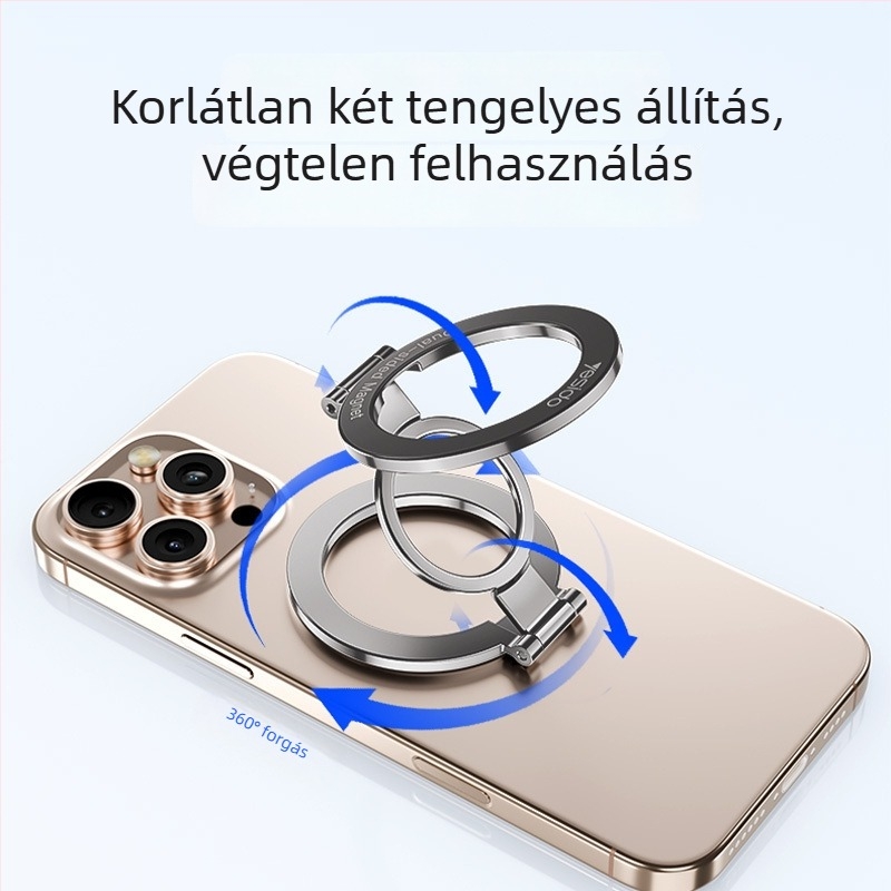 Yesido kétoldalas mágneses gyűrűs telefon-tartó, összecsukható asztali használatra, cinkötvözetből