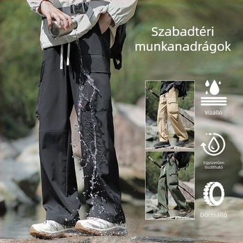 Férfi hétköznapi munkanadrág - egyenes szabású, középmagas derék, több zseb, kötöző zár, vízálló/szélálló/kopásálló