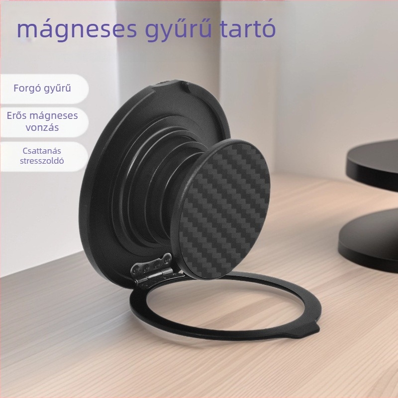 3Dknight Kihúzható mágneses telefon tartó, alumíniumötvözet, 360°-os forgás, MagSafe csatlakozás, univerzális kialakítás