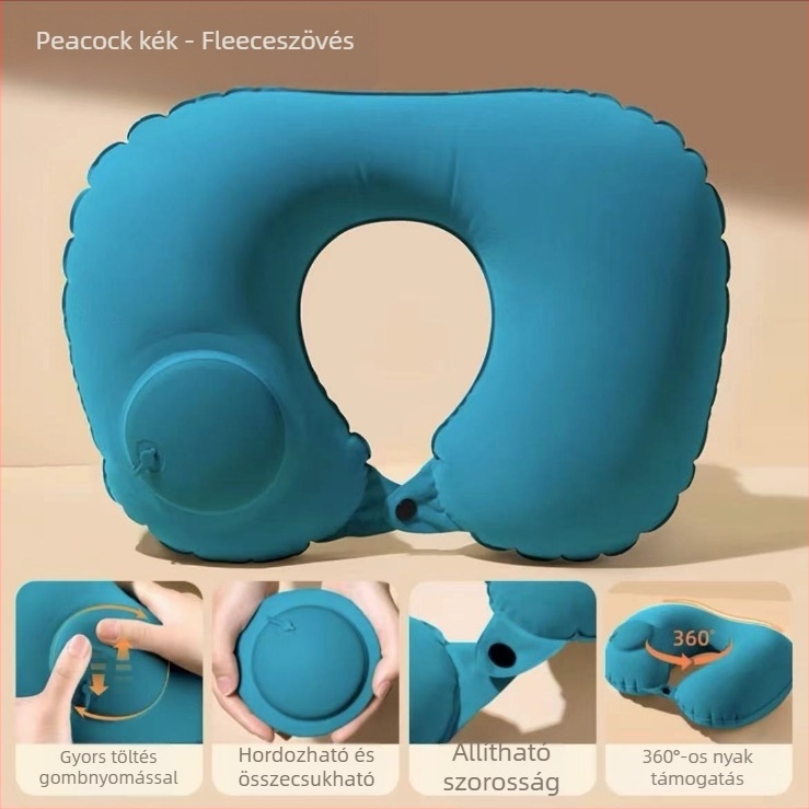 Utazási felfújható U-alakú nyakpárna, PVC, 85 g, Vastagság: 1, Testreszabható