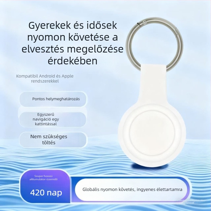 Aika Ak18b Mini Android GPS Nyomkövető – Anti-Lost, Kulcstartó idős és gyerekek számára, Android és iOS kompatibilis, Világszintű lefedettség, USB 2.0, 240 mAh