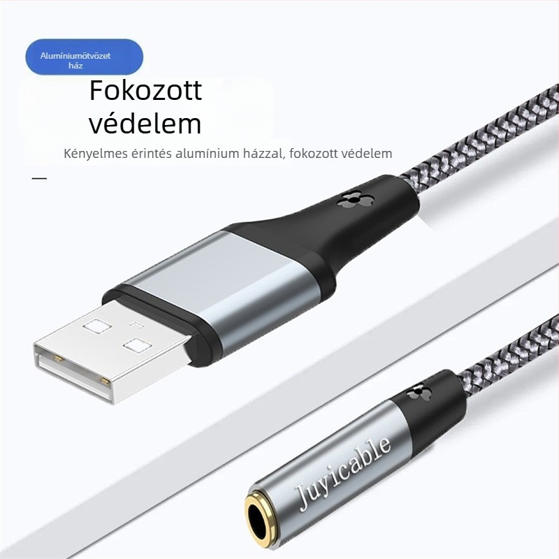 Juyi wire USB külső hangkártya 3,5 mm-es fejhallgató-kimenettel asztali számítógépekhez és noteszgépekhez