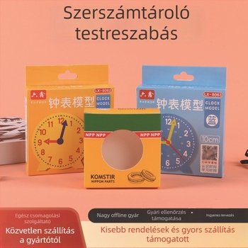 Laminált fehér kartonból készült óra csomagoló doboz ablakkal, összecsukható, akasztóval, belső és külső méretek testreszabhatóak