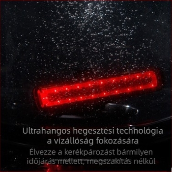 NQY kerékpár hátsó lámpa éjszakai kerékpározáshoz USB töltéssel és figyelmeztető fénnyel