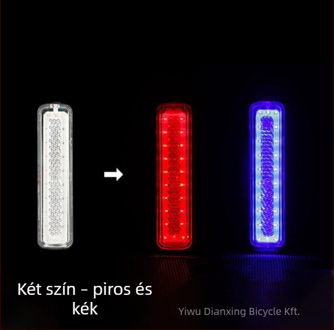 NQY kerékpár hátsó lámpa éjszakai kerékpározáshoz USB töltéssel és figyelmeztető fénnyel