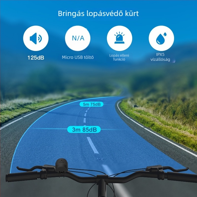 Vízálló kerékpáros elektronikus csengő riasztóval — MJR márka, anyag műanyag/gyanta, testreszabható, licencelt magáncímke