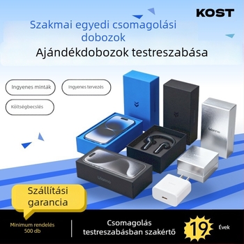 3C digitális termékekhez készült csomagoló doboz, ütésálló, testreszabható, kartondoboz relief domborítással, UV nyomtatás és forró bélyegzés