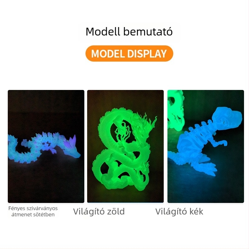 PLA világító filament 3D nyomtatáshoz, ovális keresztszeliés
