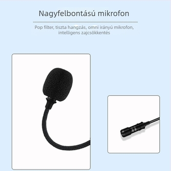 3,5 mm-es audio kábelle fejhallgatóval és mikrofonnal játékhoz, konferenciákhoz és online órákhoz — aranyozott csatlakozók, oxigénmentes réz vezető, réz mag, egygombos némítás