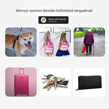 Kétsystemes Bluetooth nyomkövető hátizsákokhoz és poggyászokhoz – kompatibil iOS és Android, vízálló, 50 m hatótáv, tömeg 8 g