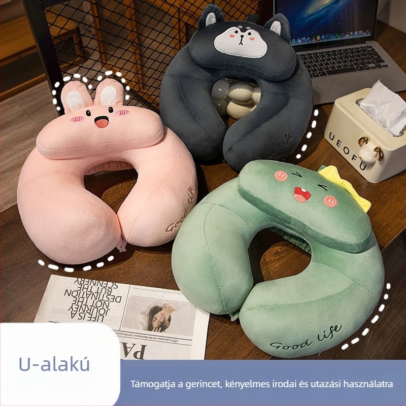 U-formájú nyakpárna, hordozható utazáshoz és irodai használathoz – repülőre, autóba és rövid pihenőkhöz
