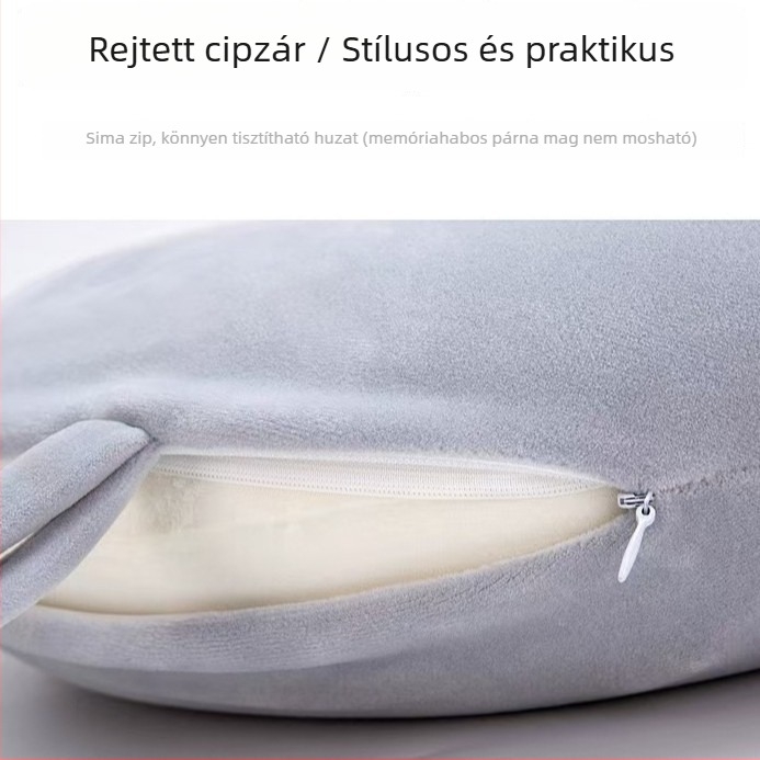 Memóriahabos töltésű U-s alakú nyakpárna German Velvet huzattal; cartoon stílusú; alkalmas gyerekeknek, felnőtteknek és időseknek.
