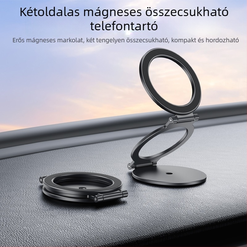 MagSafe mágneses összecsukható telefonállvány dupla mágneses rögzítéssel, asztali háromrészes gyűrűtartóval