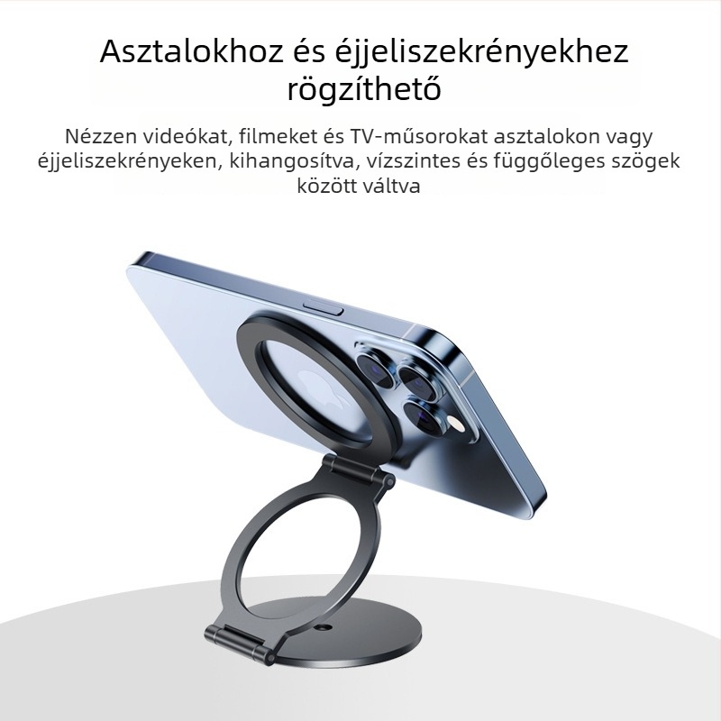 MagSafe mágneses összecsukható telefonállvány dupla mágneses rögzítéssel, asztali háromrészes gyűrűtartóval