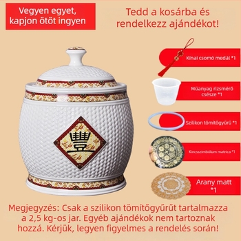 Kerámiás rizstároló edény fedővel – nedvességálló, rizs tároló, kapacitás 5L/10L/20L/25L/30 jin