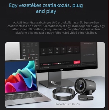 Aoni NX6S élő közvetítésre szánt webkamera, szépségszűrővel, gyors fókusz, USB, 4K HD, beépített mikrofon