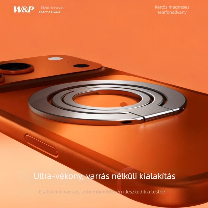 W&P Kétgyűrűs mágneses telefon-tartó, 360°-ban forgó gyűrű, MagSafe hátlap, ötvözet