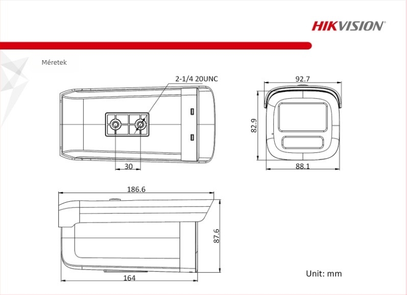 Hikvision PoE IP kamera audioval, 6MP teljes színű, vízálló, éjjellátó DS-2CD3T66WDV3-L