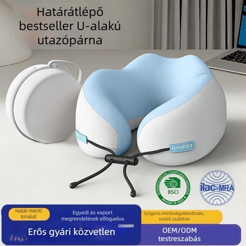 Memóriahabos U-alakú utazó nyakpárna, nyaki gerinc támogatása, kompakt, könnyen hordozható