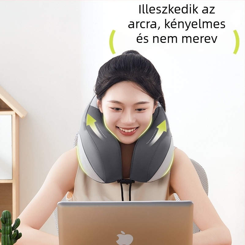 Memóriahabos U-alakú utazó párna a nyak támasztásához, repülőre és autóba, hordozható