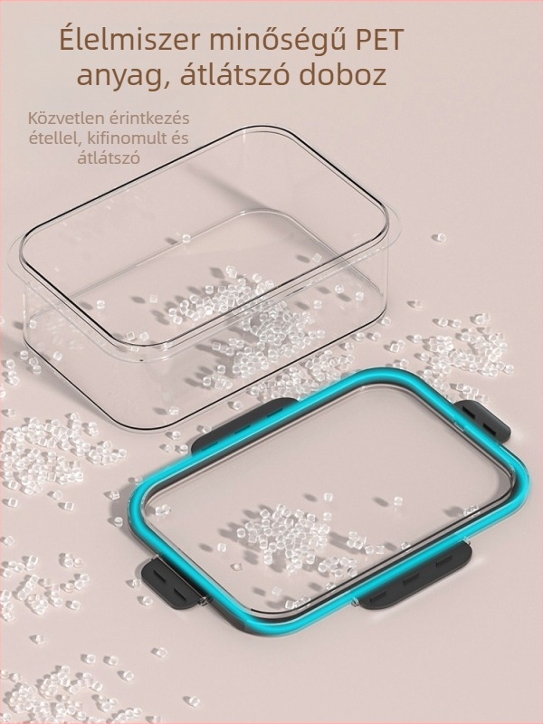 Élelmiszer-minőségű PET frissesség-tároló doboz, átlátszó zárható, fagyasztásra és nedvességálló, nagy kapacitású gyümölcs- és zöldség tároló