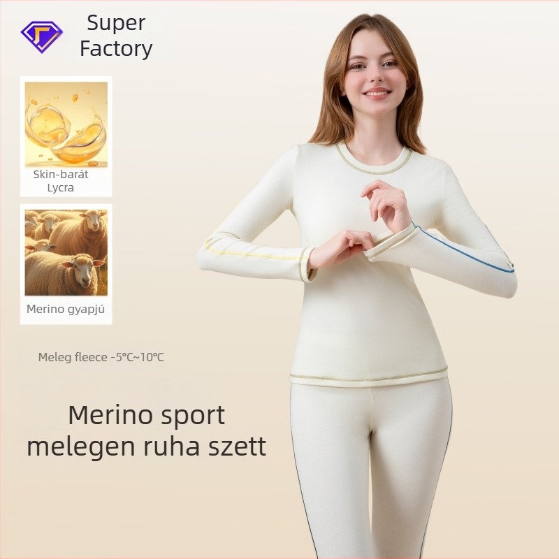 Női alapréteg készlet, akril, vastagság 251–300 g/m², Color Blocking minta, hosszú nadrág