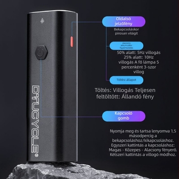 DT-6108 Kerékpár éjszakai világítás, alumínium ötvözet, nagy fényerő, újratölthető