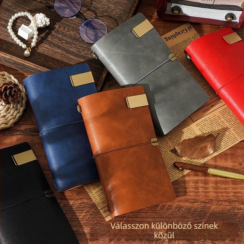 Vintage Retro Planner Notesz Műbőr Borítóval, Oldalas Kötés, Dowling Papír 100 g, 1–50 Oldal