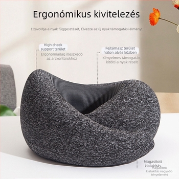 U-alakú memóriahabos utazó nyakpárna, tároló dobozzal, Ice Silk huzattal