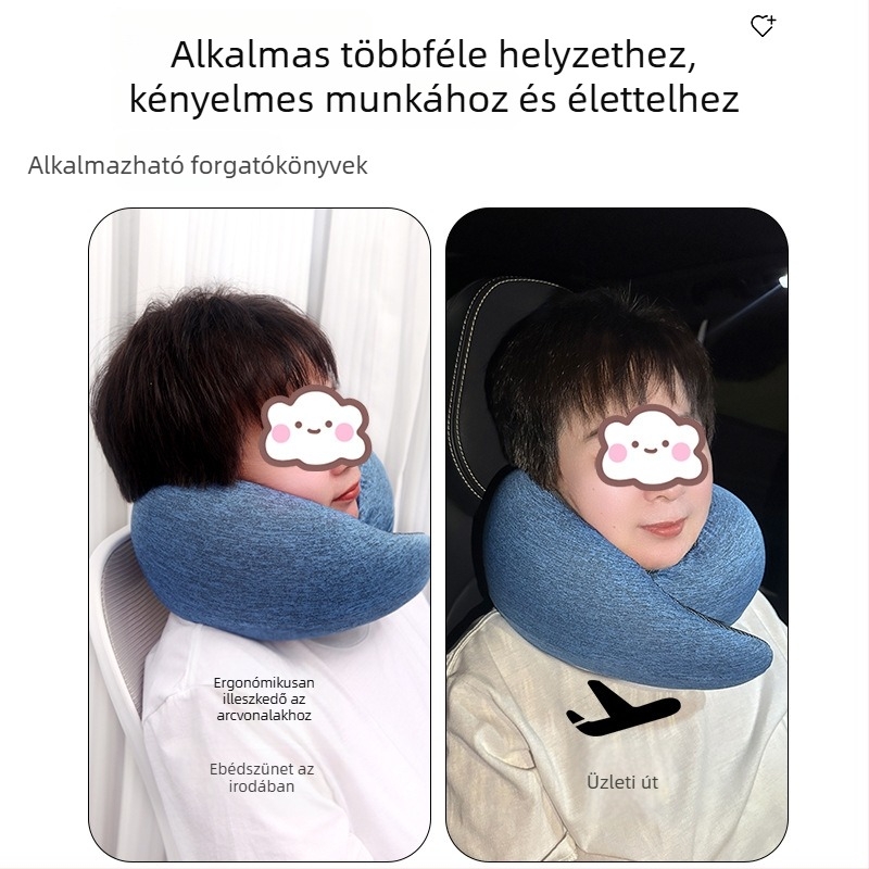 U-alakú memóriahabos utazó nyakpárna, tároló dobozzal, Ice Silk huzattal