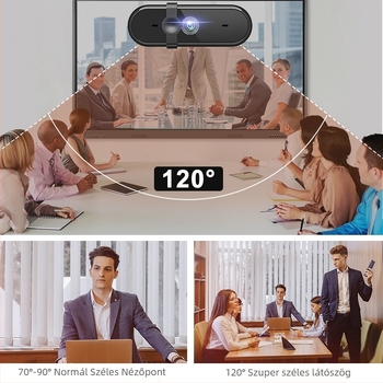 HD USB webkamera autofókusszal (1080p, 30fps, USB 2.0, meghajtó nélküli, beépített mikrofon)