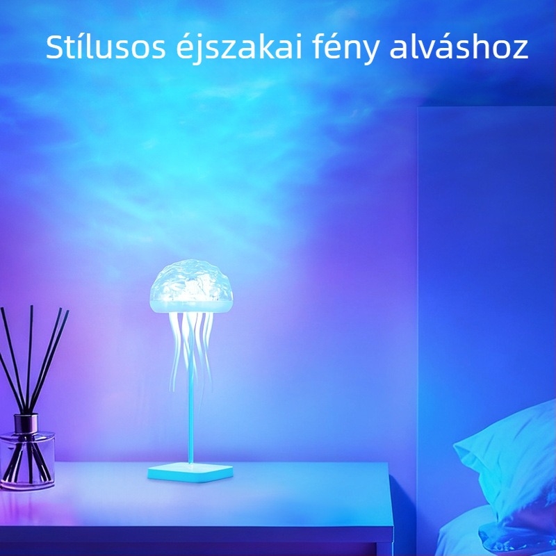 Medúza asztali lámpa vízhullám világítással, hangvezérlés, modell A9l, ABS