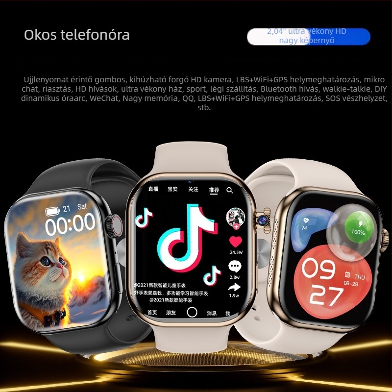 XC19B Morse Code S10 okosóra, kártyahely, AMOLED négyszögletes kijelző, Android-kompatibilis, pulzusmérés