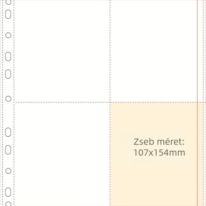 A4-es kártyaalbum átlátszó belső oldalakkal, 8 rácsos, Loose-Leaf refill, PP oldalak, 10 lap
