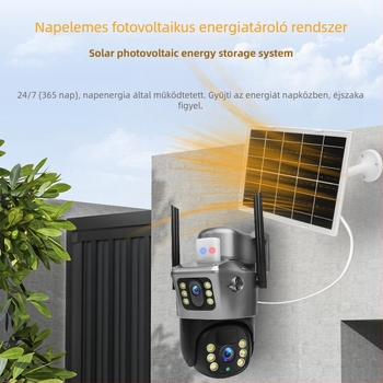 Huaxin Vision Napelemes kültéri vezeték nélküli biztonsági kamera éjszakai látással – 0.001 lux, SNR > 44 dB, -20…55°C, 5V tápegység, riasztási funkció