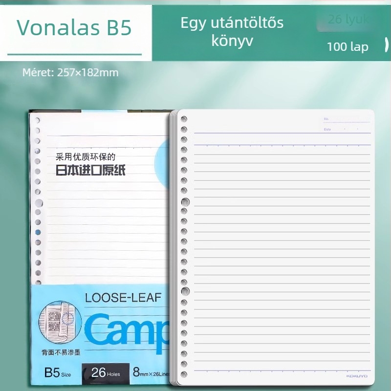 Kokuyo-wsg-ruyp61-p leválasztható jegyzetfüzet, A6 méret, papír