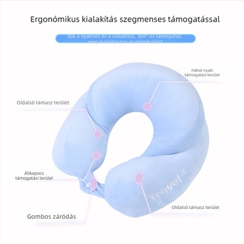 U-alakú nyakpárna XY-030, töltet PP pamut, anyaga Crystal fleece, modern minimalista stílus, felnőtteknek